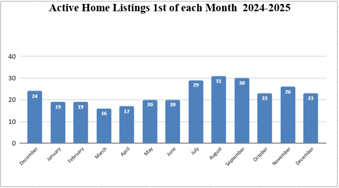 Active Home Listings 1st of each month 2024-2025