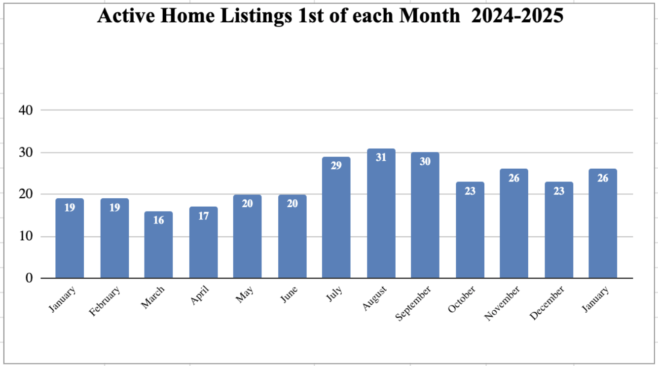 Active Home Listings 1st pf each Month 2024-2025